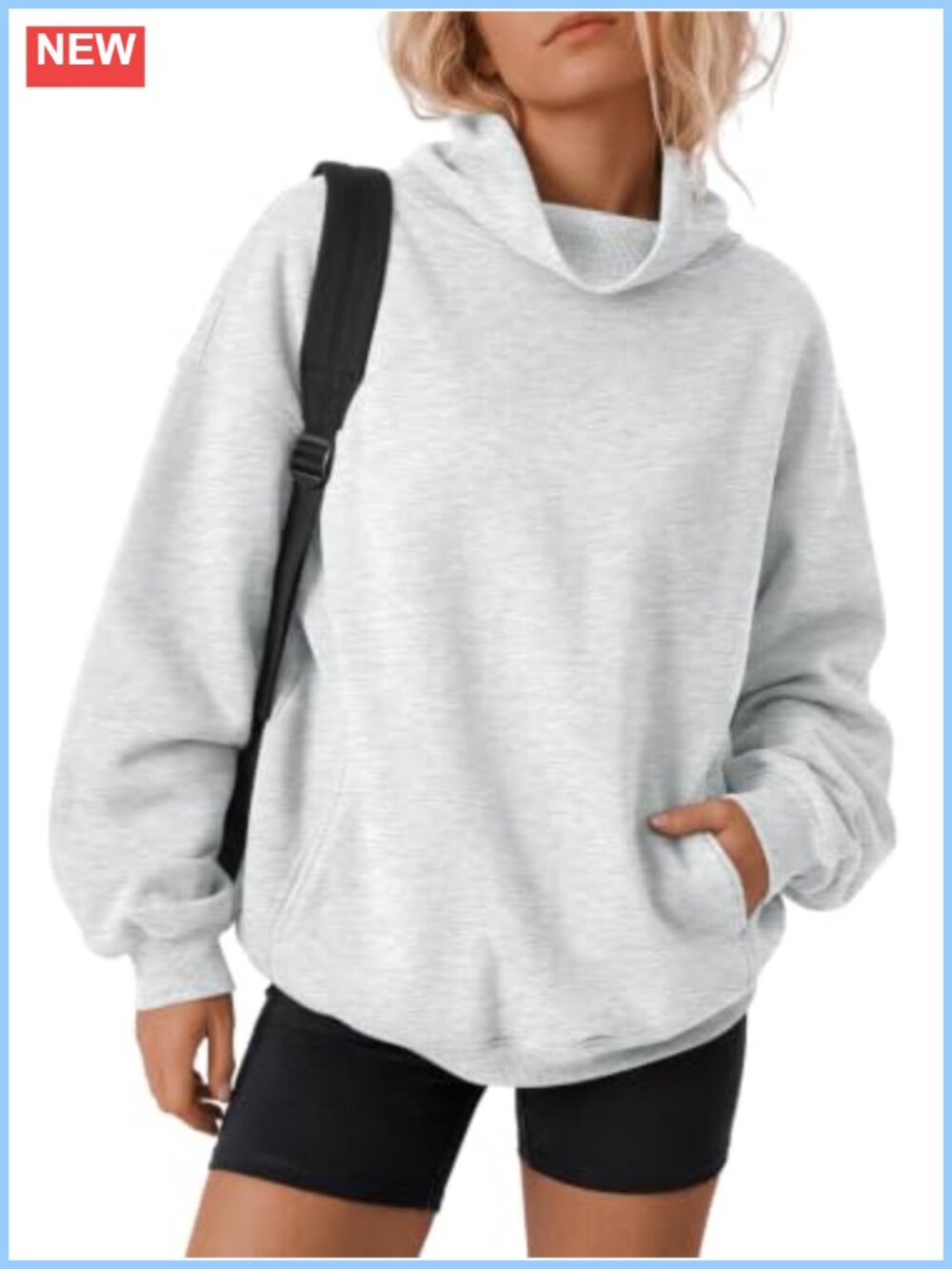Oversized Mock Neck Sweatshirt with Pockets Cotton Polyester Pullover